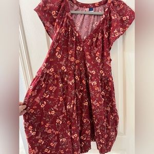 Red flower flowy dress